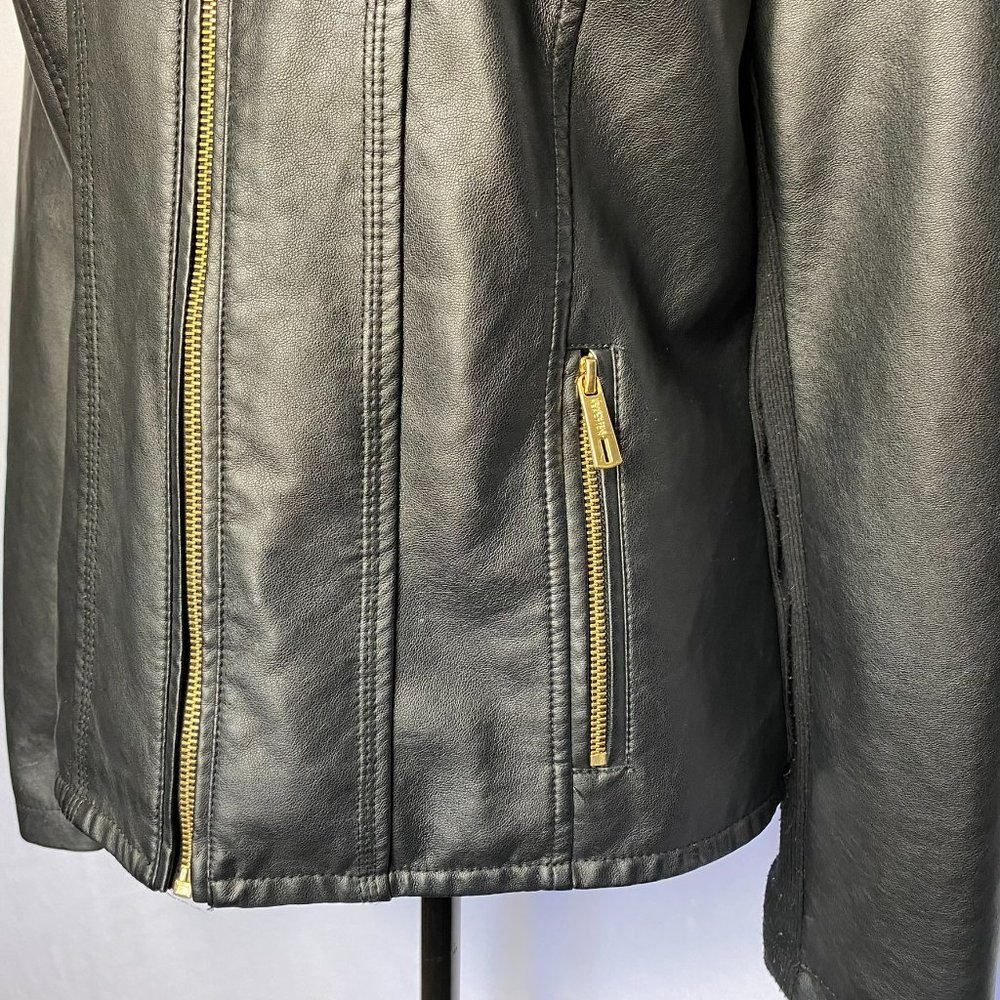 Kenneth Cole Reaction Black Faux Leather Jacket Size L - Picture 3 of 8